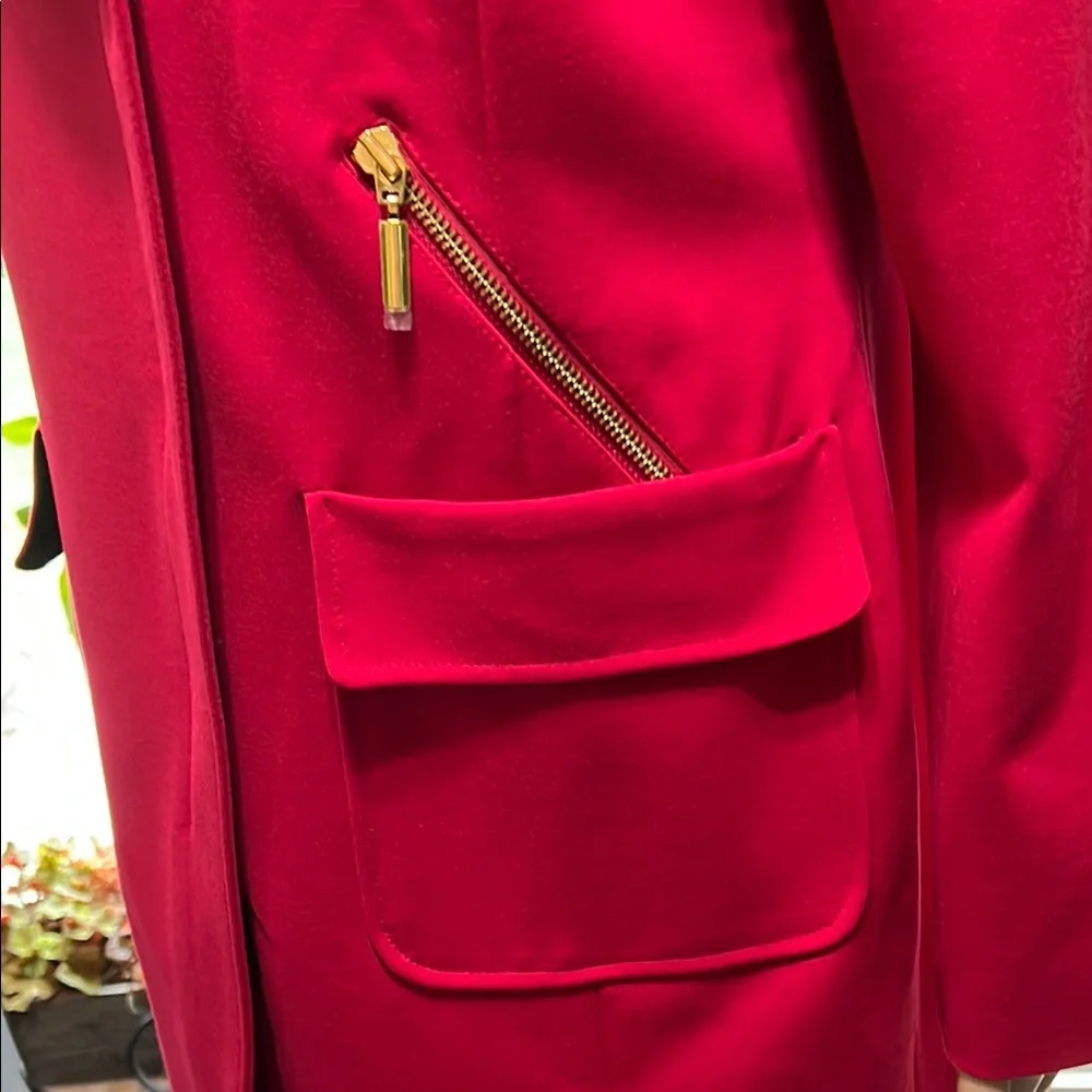 Chico’s Women's Red Jacket with Gold Zipoer Accents and Pockets Like New, Medium - Picture 4 of 14